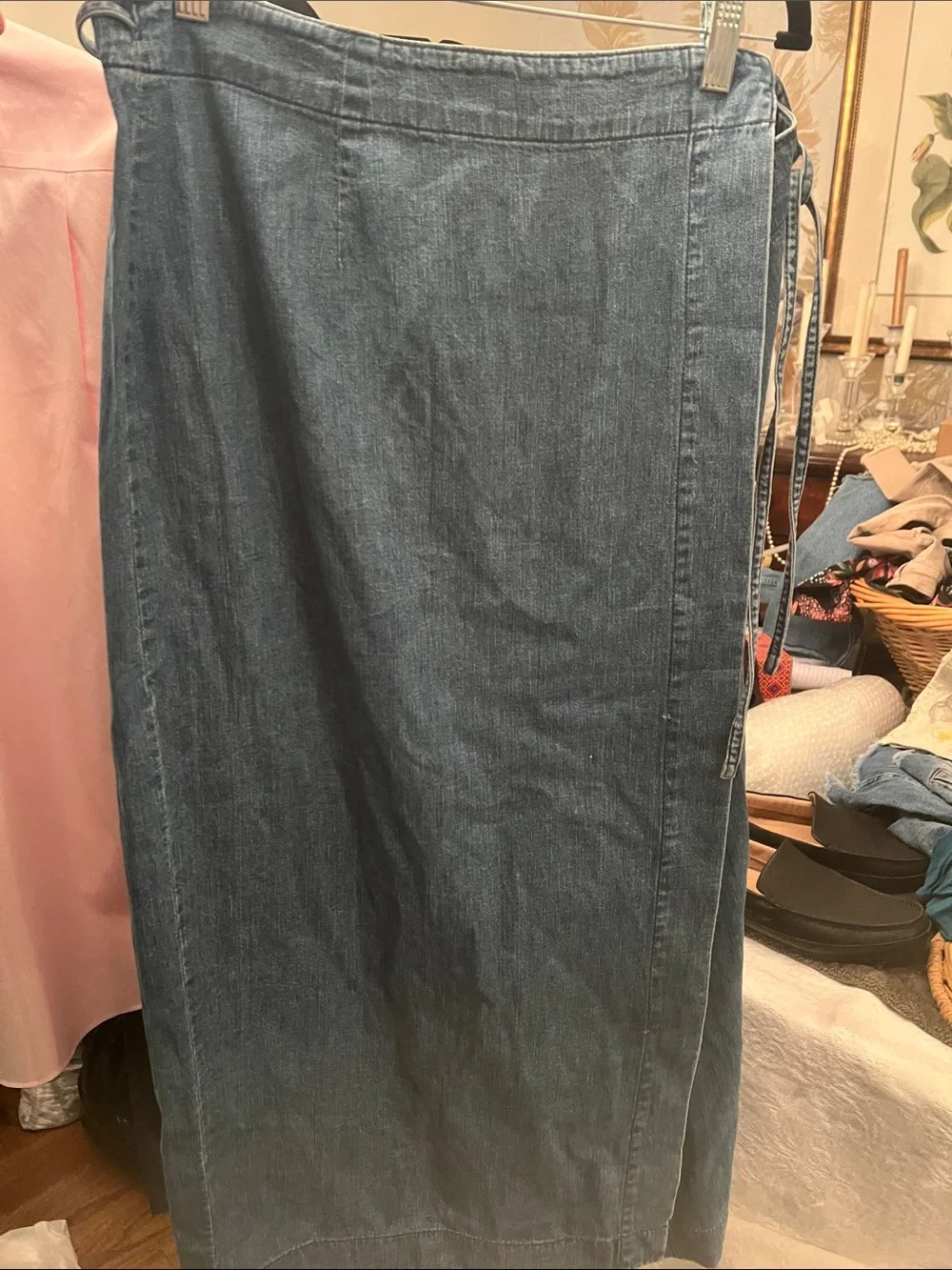 Banana Republic vintage Denim true wrap soft Jean Skirt Size 14 - Picture 7 of 7